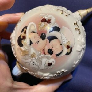 WDW Disney Parks Mickey & Minnie Victorian Porcelain Christmas Ornament RARE